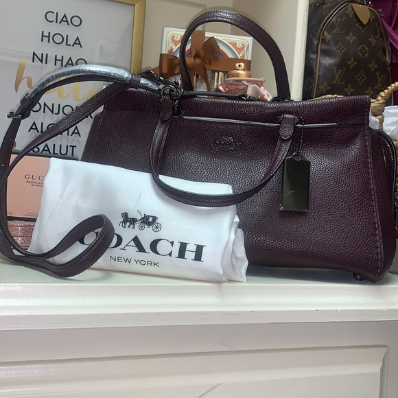 🎄🎁NWT, Coach  Fulton satchel in o blood/ pewter hardware . - Picture 1 of 10
